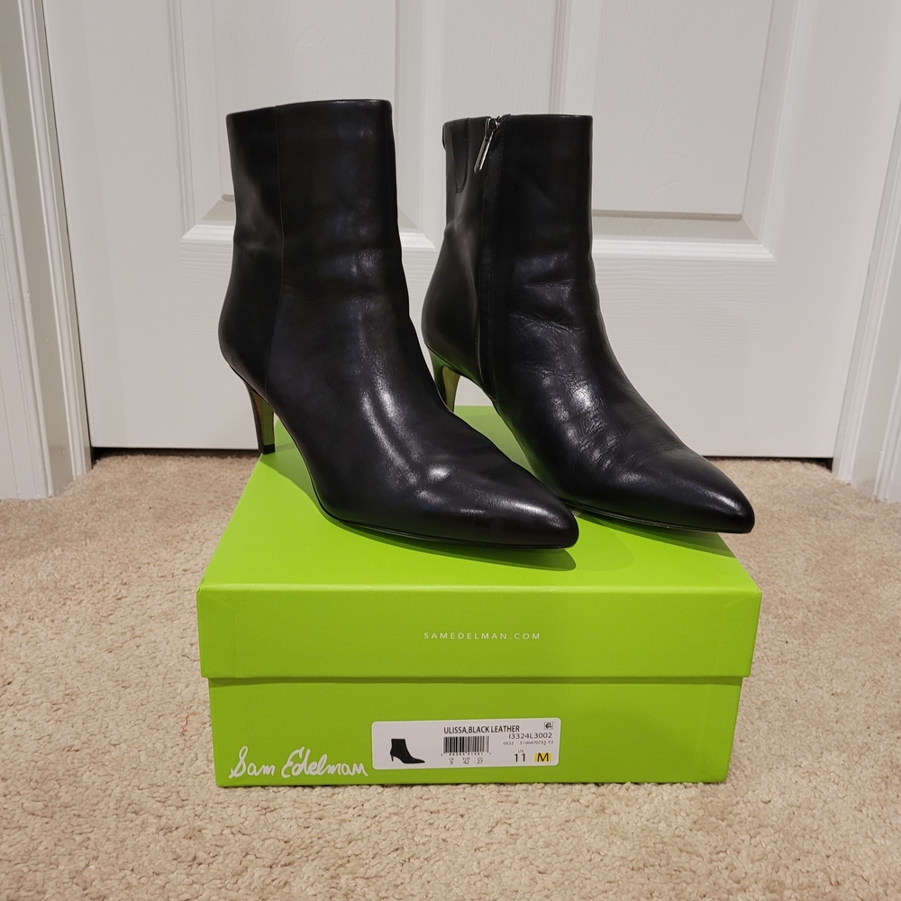 Sam Edelman Ulissa Black Leather Ankle Booties